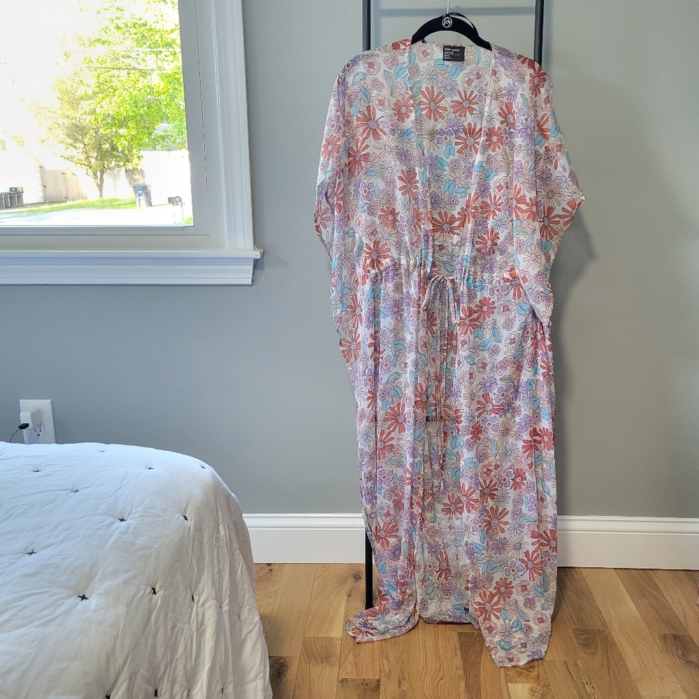 nwot • free press floral maxi cover up